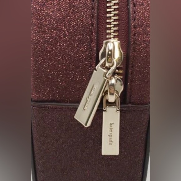 Kate Spade Glitter Heart-Shaped Top Handle Mini Bag in Burgundy - Picture 8 of 9